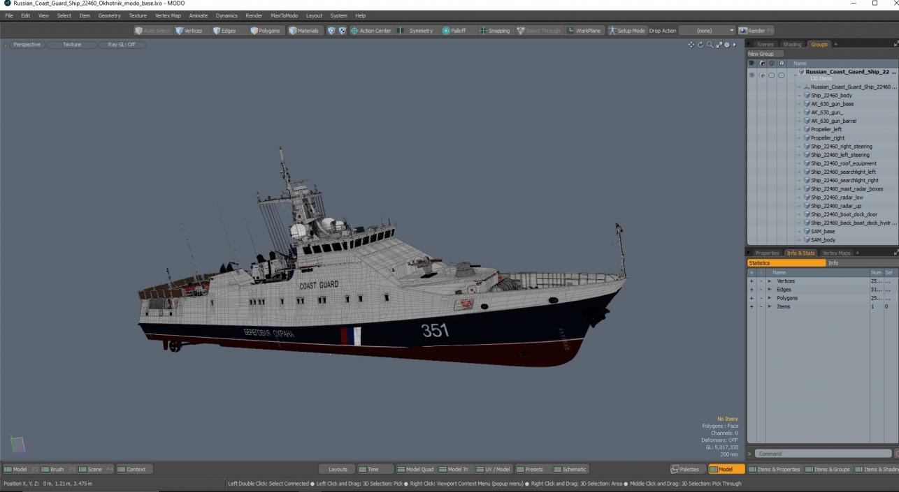 Russian Coast Guard Ship 22460 Okhotnik 3D model