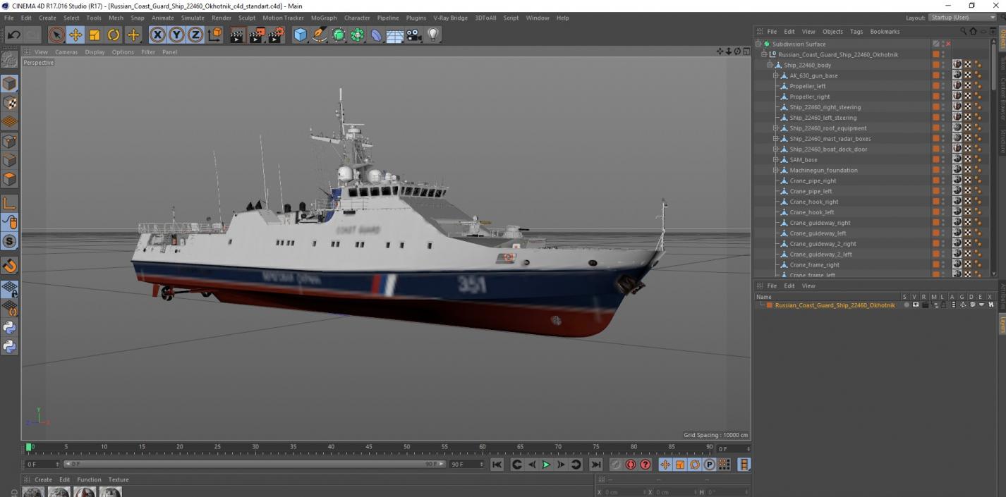 Russian Coast Guard Ship 22460 Okhotnik 3D model