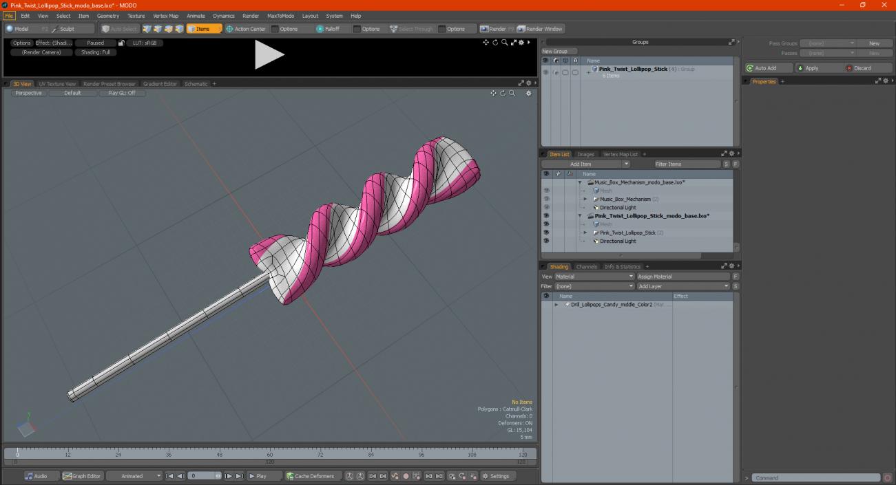 3D model Pink Twist Lollipop Stick