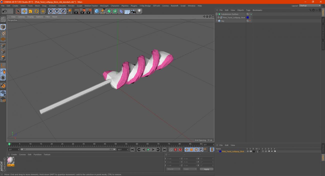 3D model Pink Twist Lollipop Stick