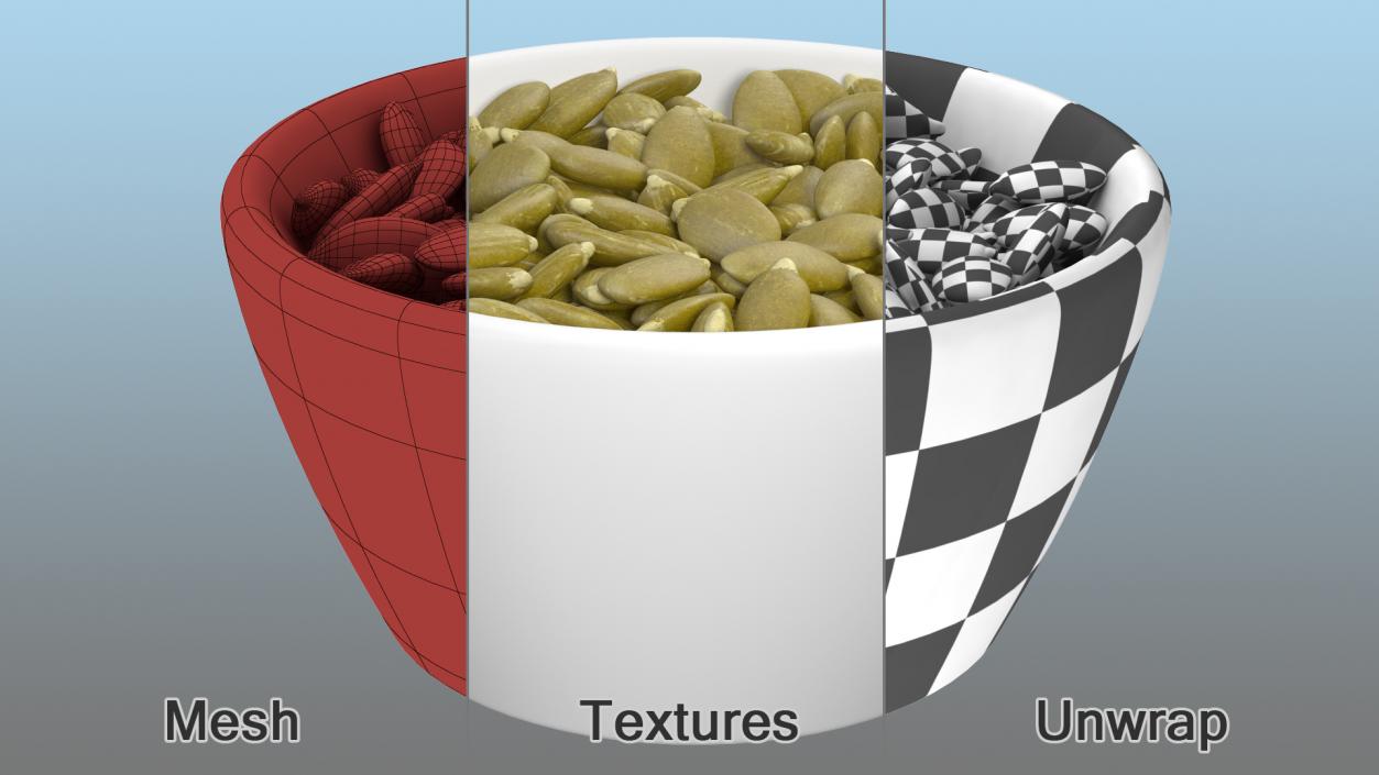 3D Beans and Seeds in a Bowl Collection 3 model