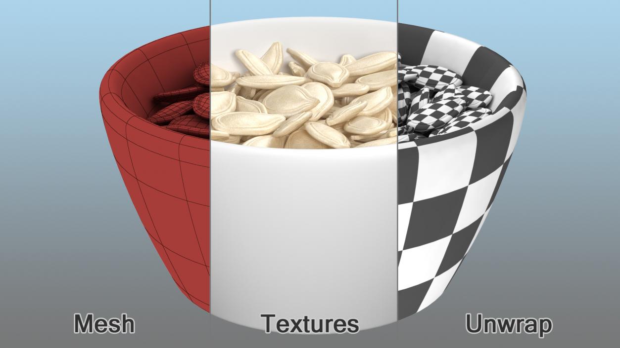 3D Beans and Seeds in a Bowl Collection 3 model