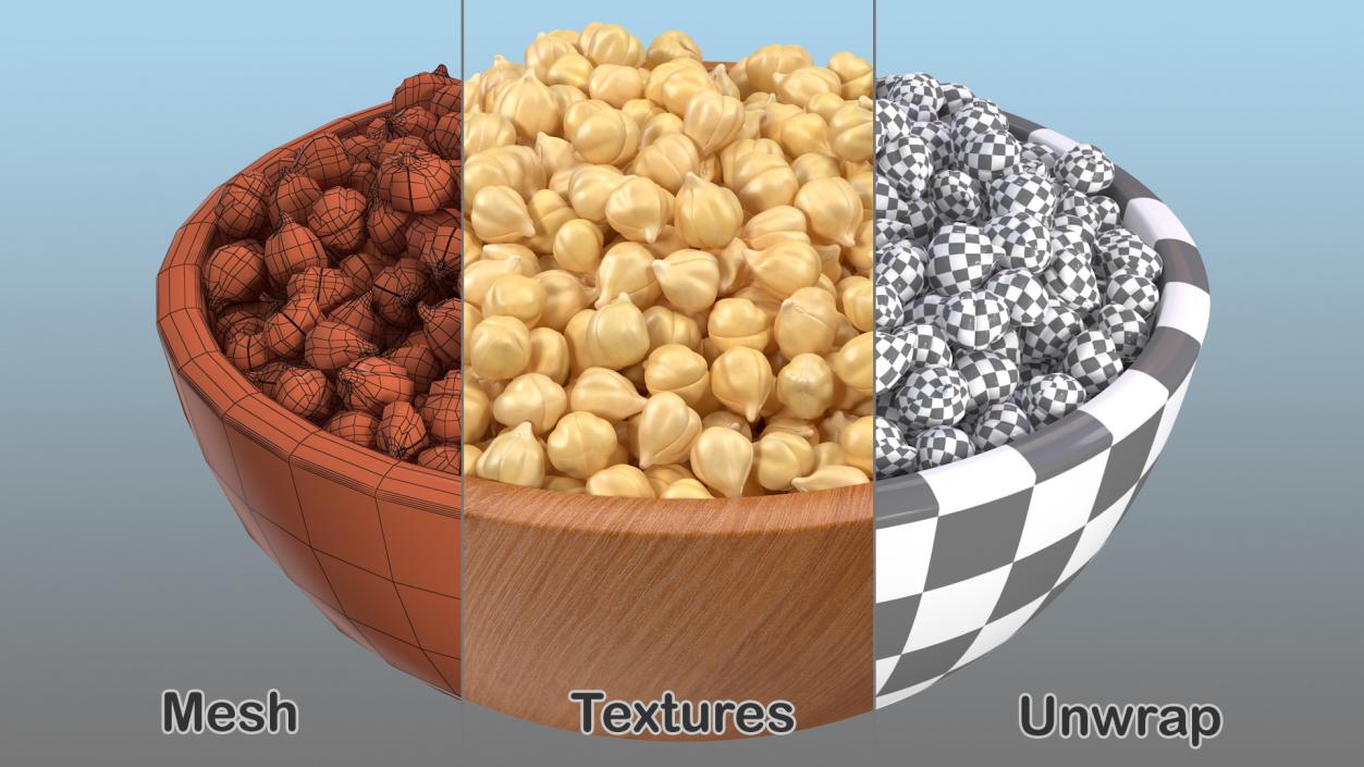 3D Beans and Seeds in a Bowl Collection 3 model