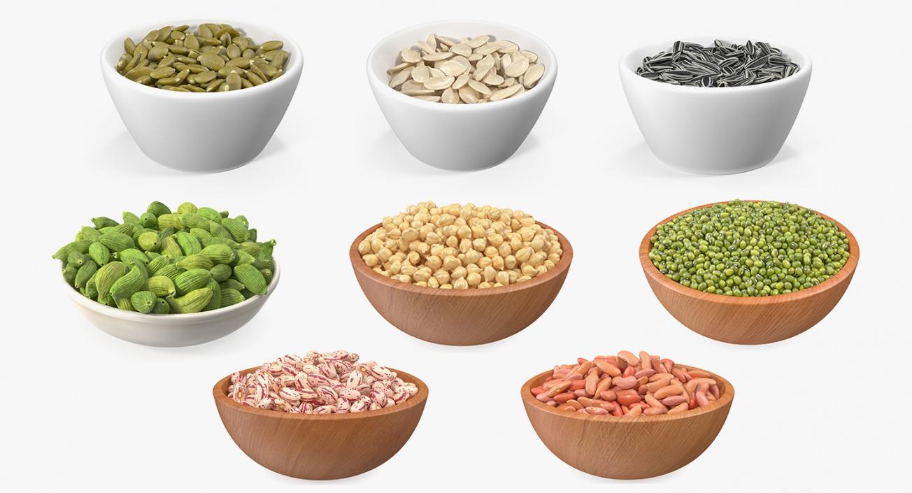 3D Beans and Seeds in a Bowl Collection 3 model