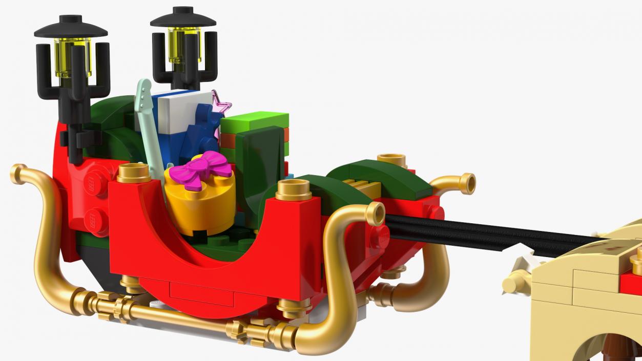 3D Lego Santa Sleigh and Reindeers