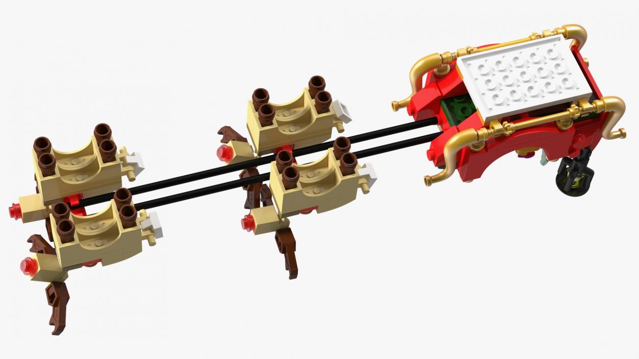 3D Lego Santa Sleigh and Reindeers