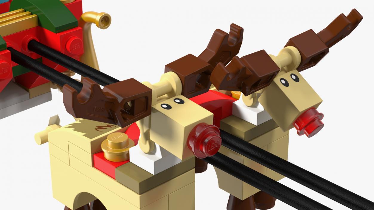 3D Lego Santa Sleigh and Reindeers