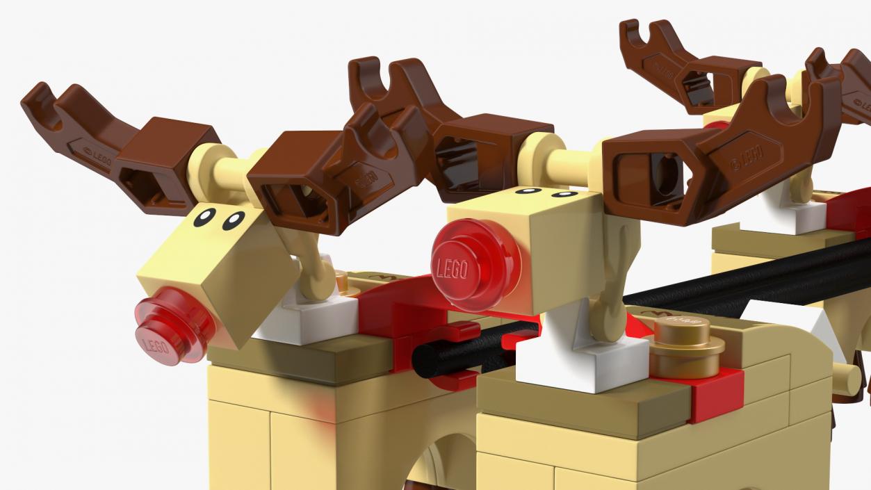 3D Lego Santa Sleigh and Reindeers