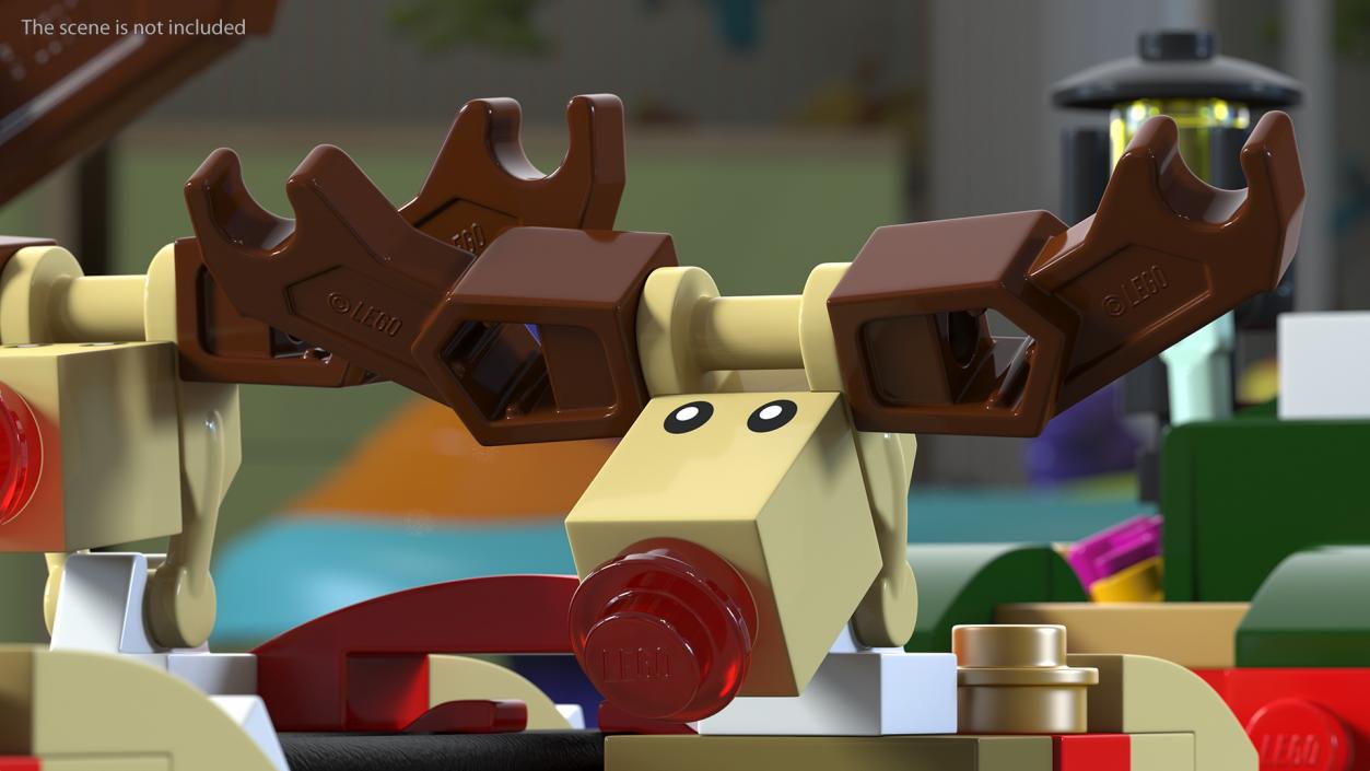 3D Lego Santa Sleigh and Reindeers