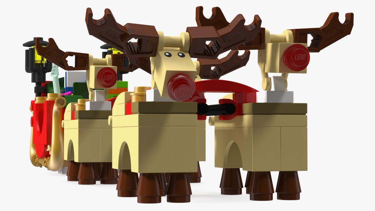 3D Lego Santa Sleigh and Reindeers