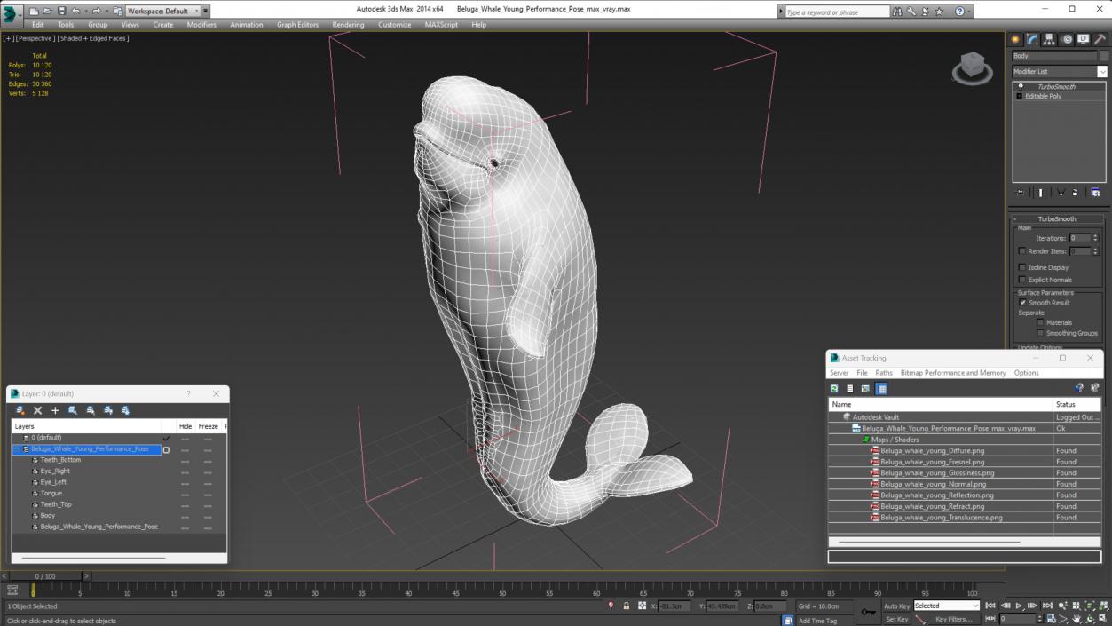 3D model Beluga Whale Young Performance Pose