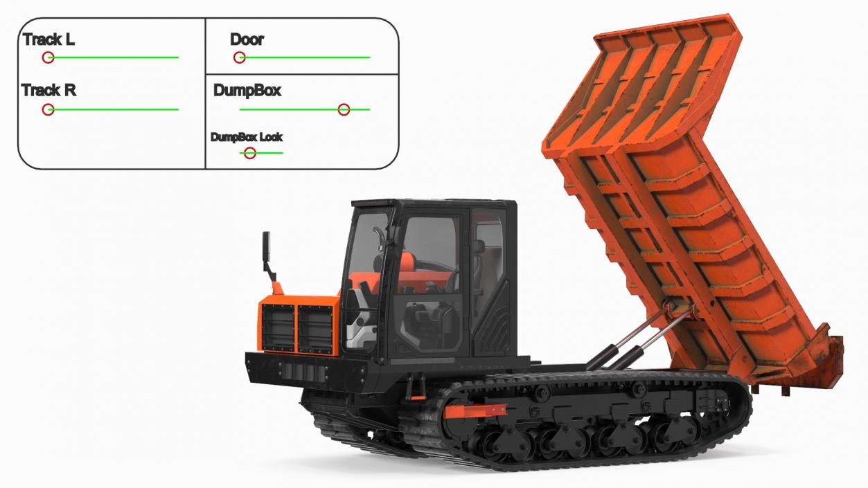 Rubber Tracked Dumper Old Rigged 3D