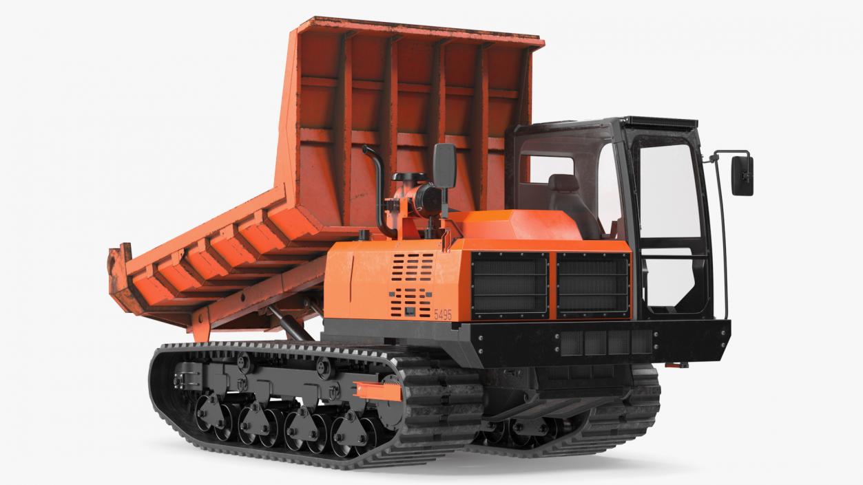 Rubber Tracked Dumper Old Rigged 3D