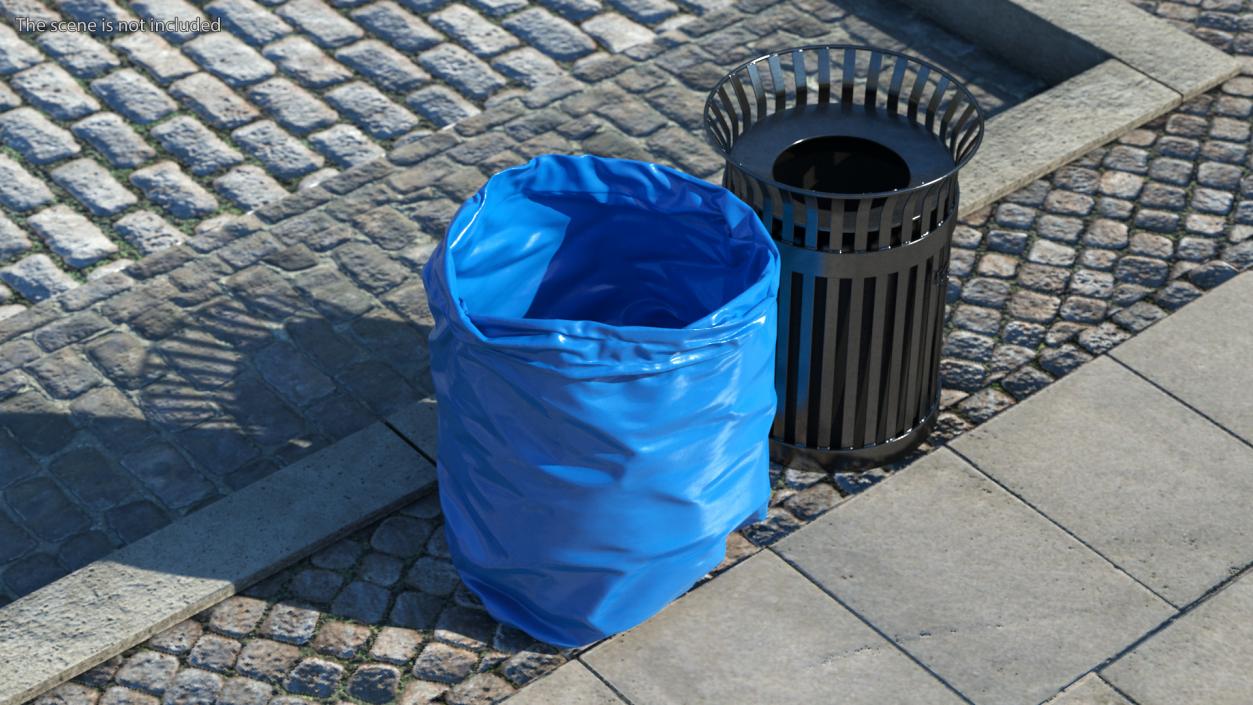 Open Blue Trash Bag 3D model