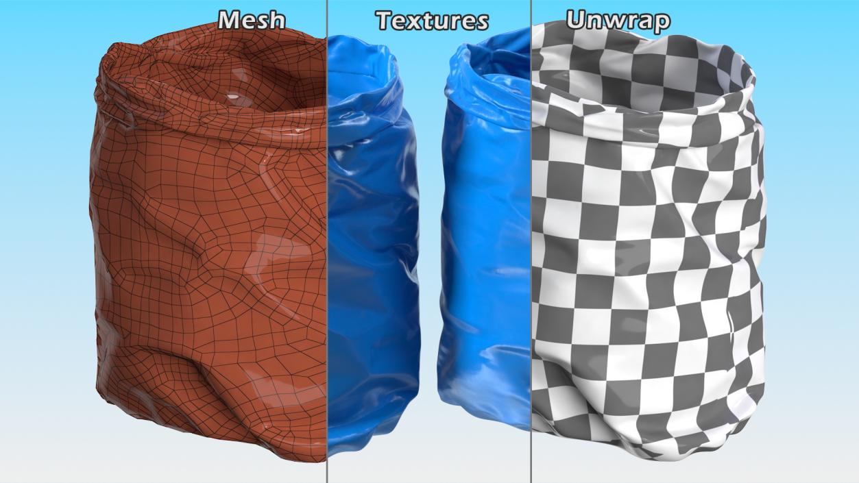 Open Blue Trash Bag 3D model