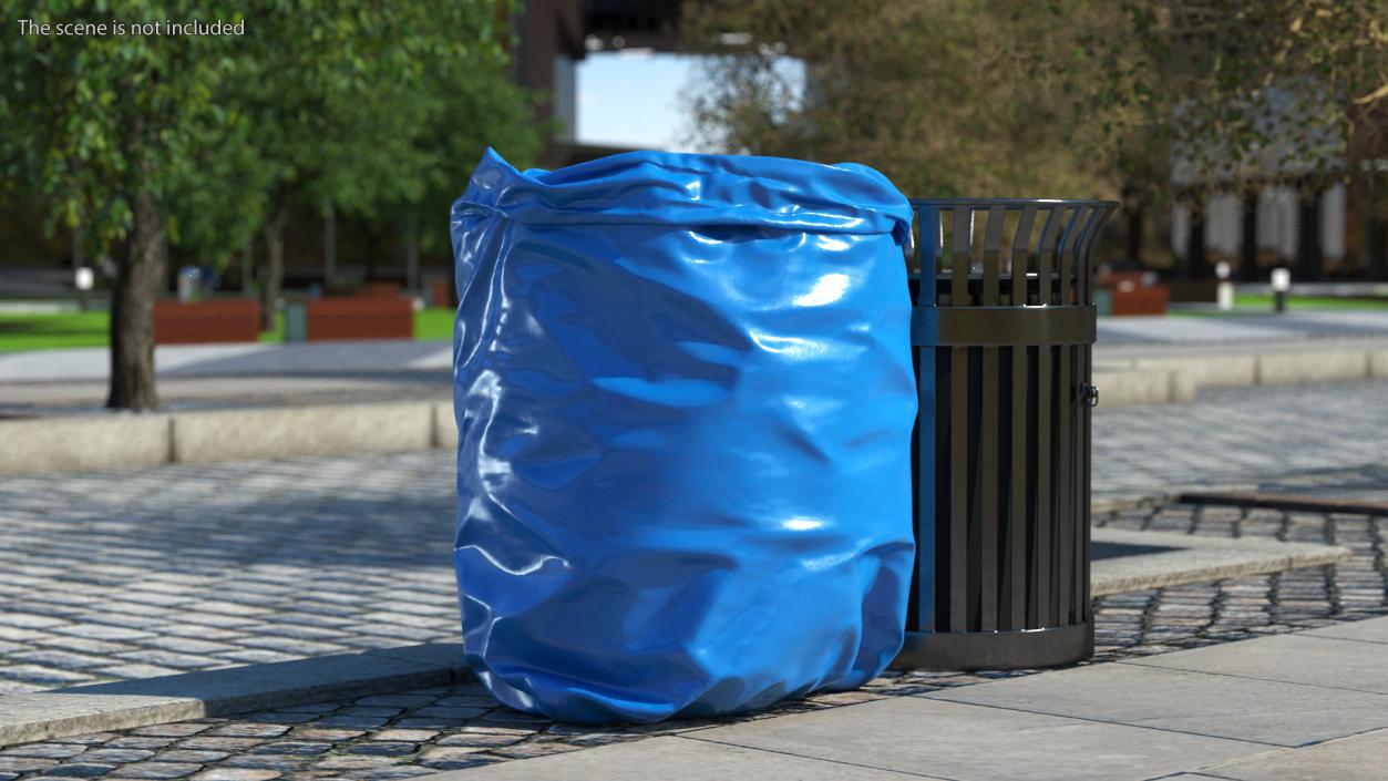 Open Blue Trash Bag 3D model