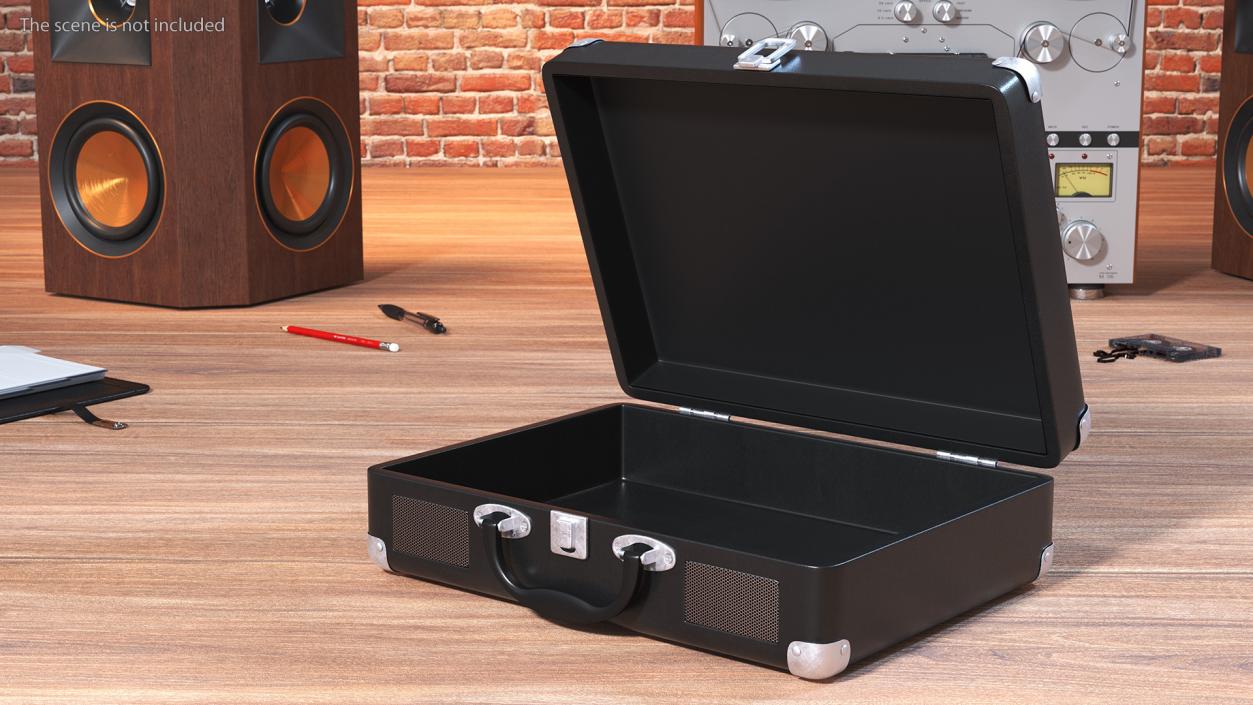 3D model Retro Black Suitcase Open