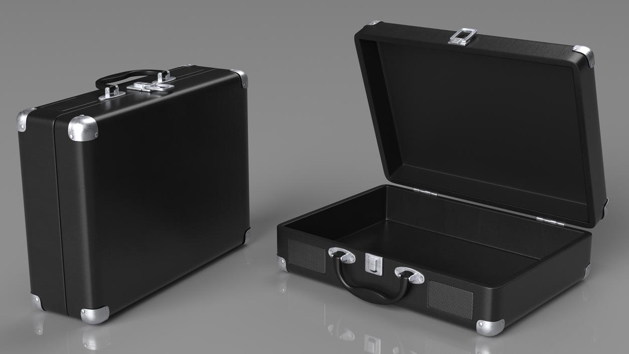 3D model Retro Black Suitcase Open