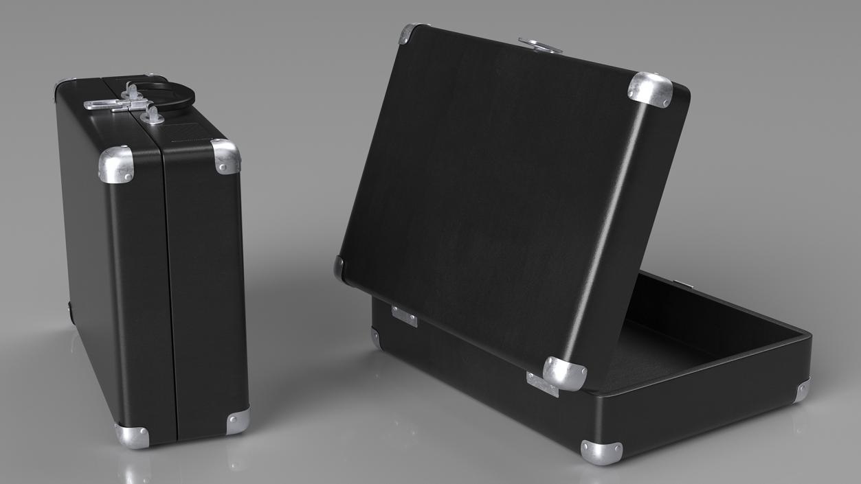 3D model Retro Black Suitcase Open