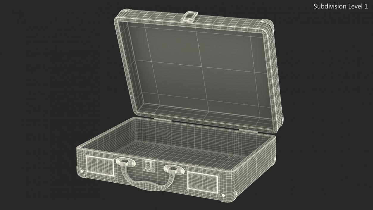 3D model Retro Black Suitcase Open