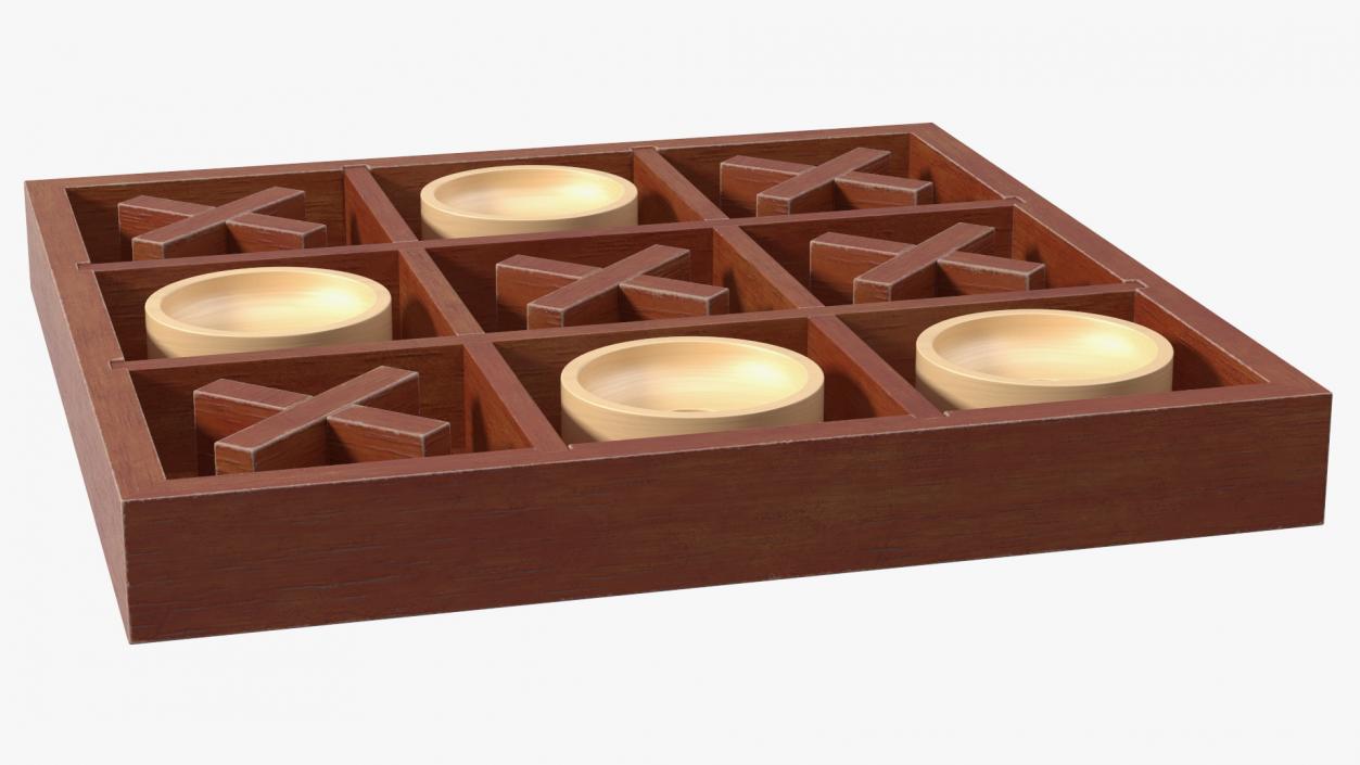 Tic Tac Toe Wooden Board Game 3D model