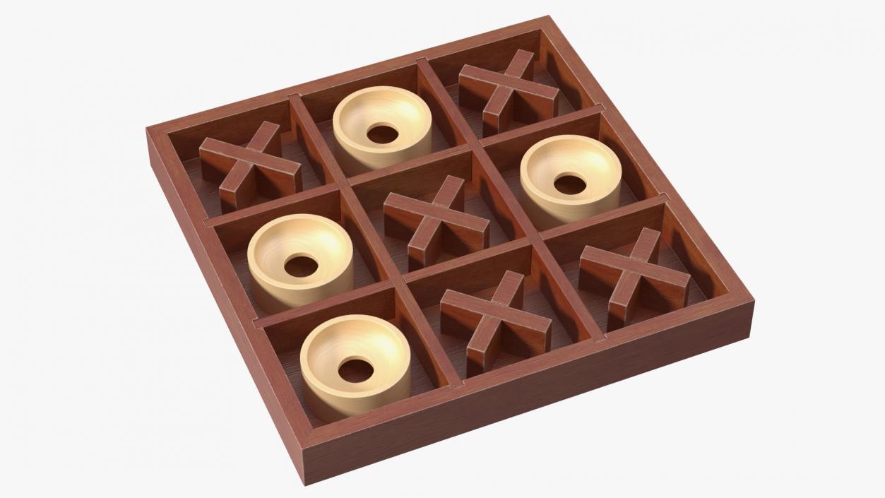 Tic Tac Toe Wooden Board Game 3D model