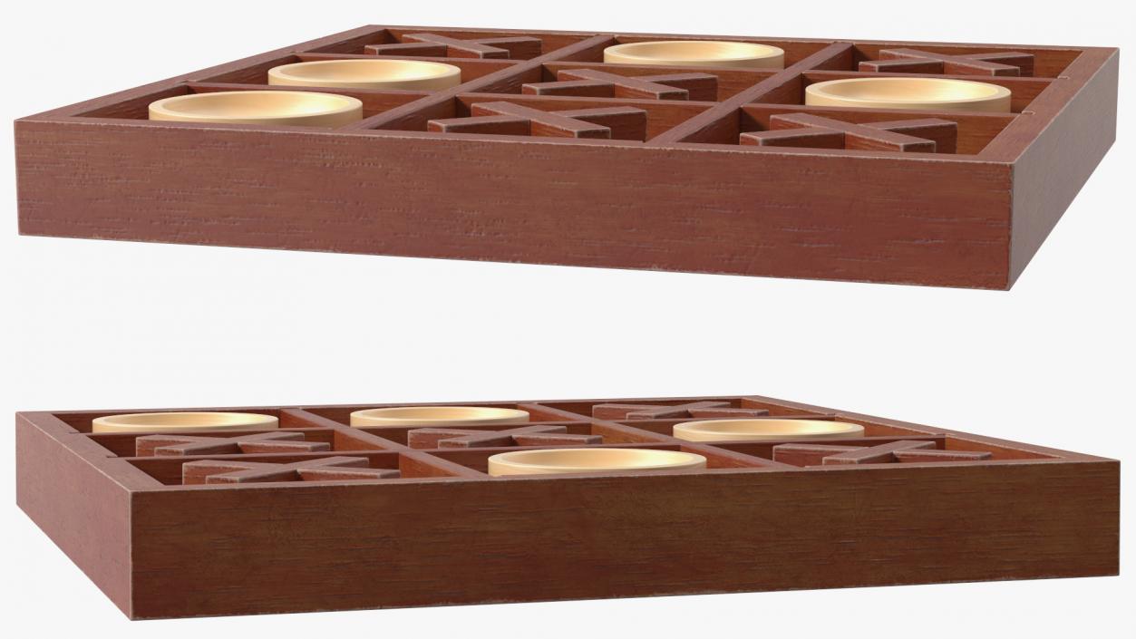 Tic Tac Toe Wooden Board Game 3D model