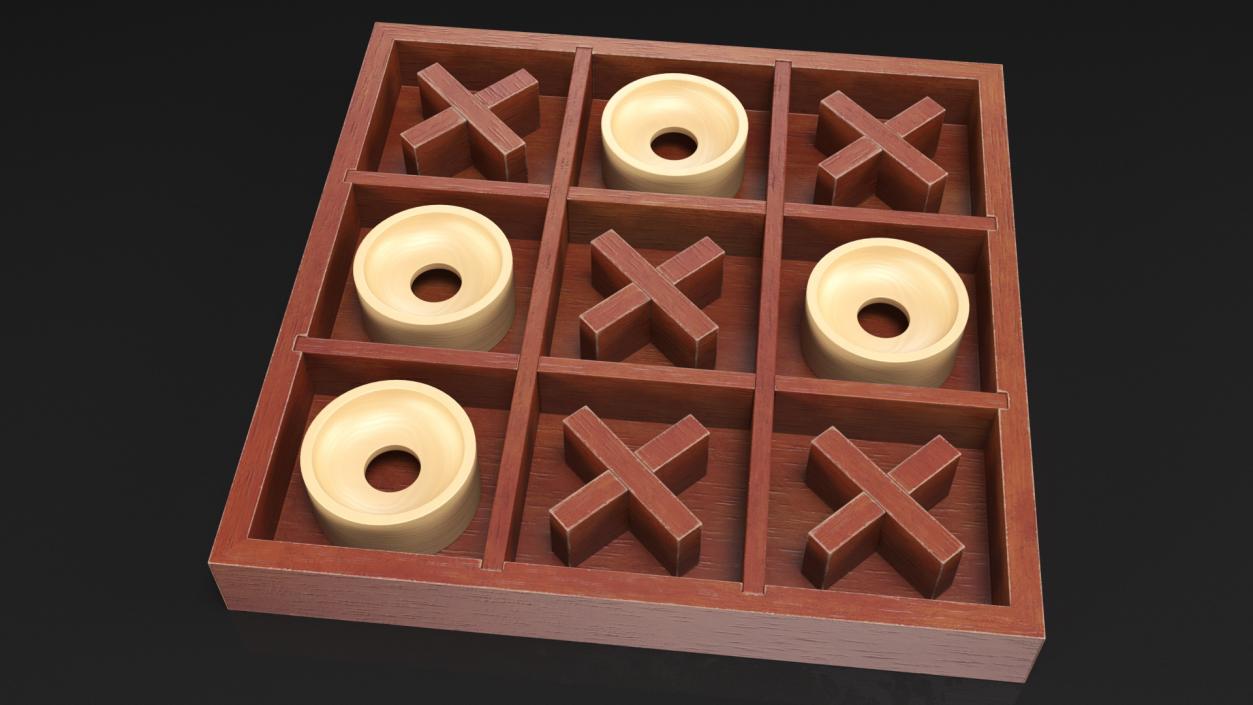 Tic Tac Toe Wooden Board Game 3D model