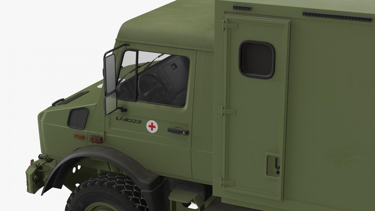 3D model Mercedes Unimog 4023 Ambulance Vehicle Rigged