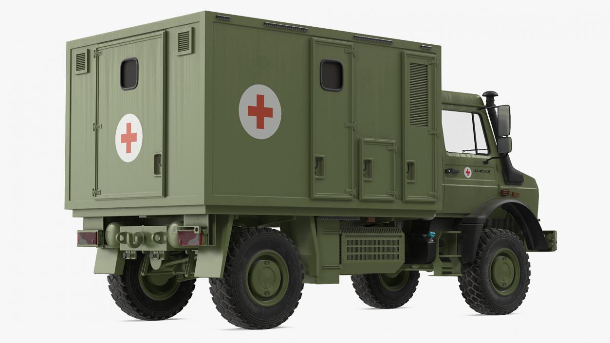 3D model Mercedes Unimog 4023 Ambulance Vehicle Rigged