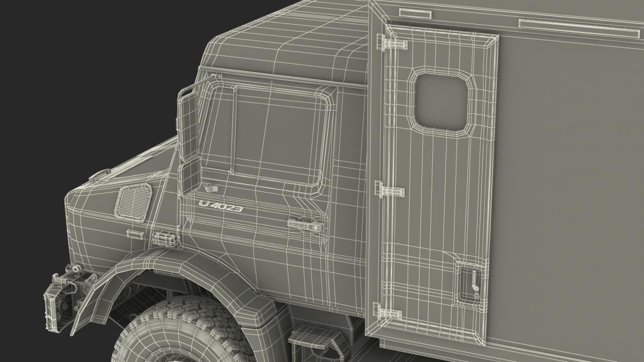 3D model Mercedes Unimog 4023 Ambulance Vehicle Rigged