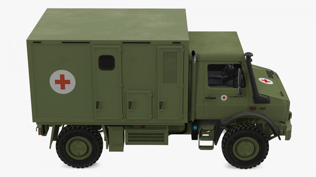 3D model Mercedes Unimog 4023 Ambulance Vehicle Rigged