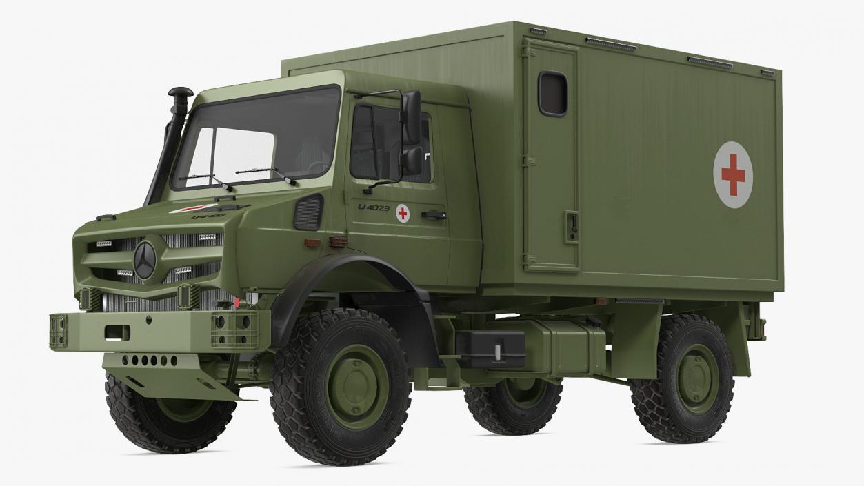 3D model Mercedes Unimog 4023 Ambulance Vehicle Rigged