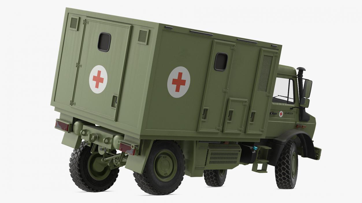 3D model Mercedes Unimog 4023 Ambulance Vehicle Rigged