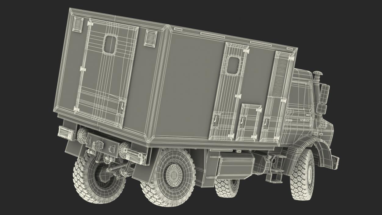 3D model Mercedes Unimog 4023 Ambulance Vehicle Rigged