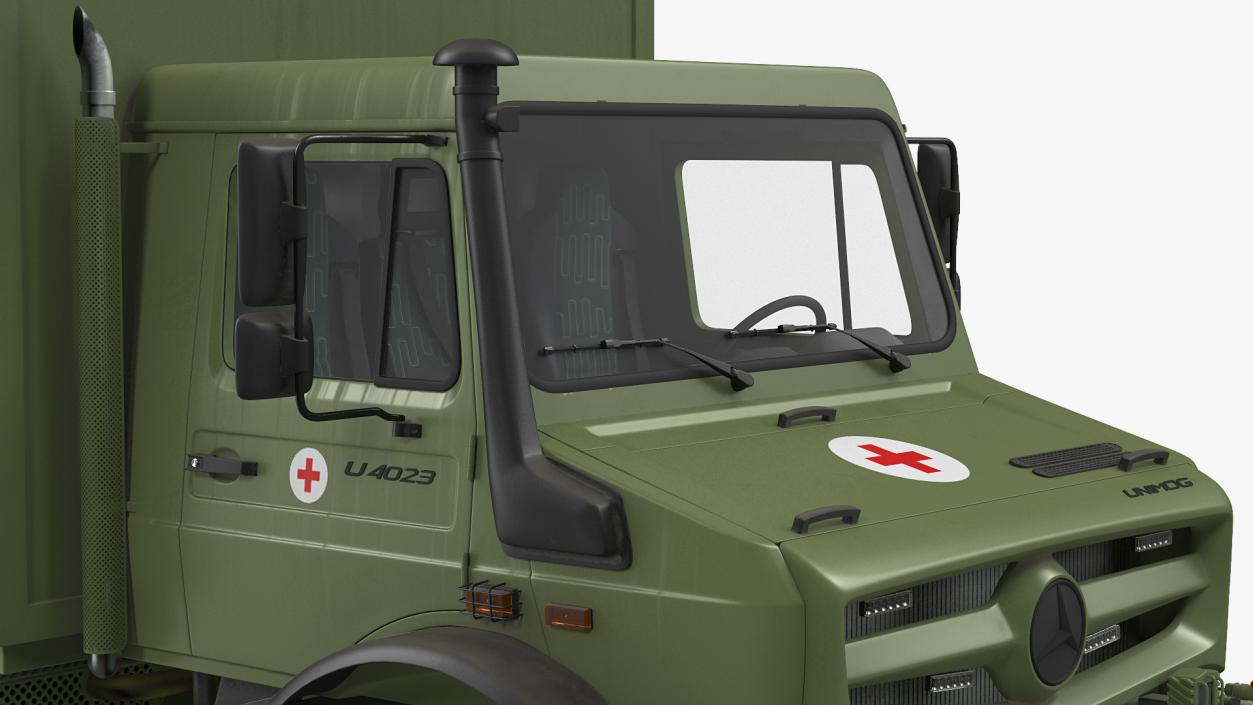 3D model Mercedes Unimog 4023 Ambulance Vehicle Rigged