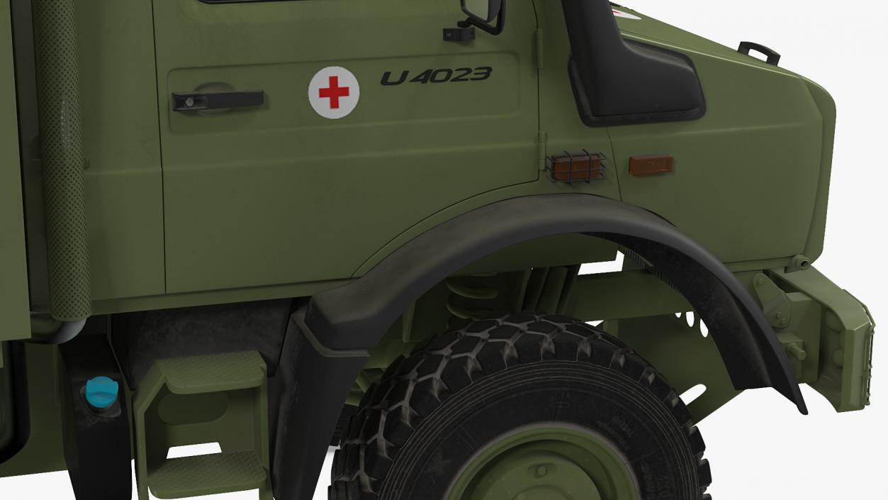 3D model Mercedes Unimog 4023 Ambulance Vehicle Rigged