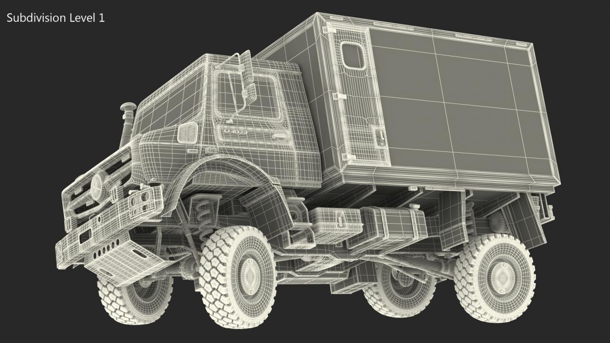 3D model Mercedes Unimog 4023 Ambulance Vehicle Rigged