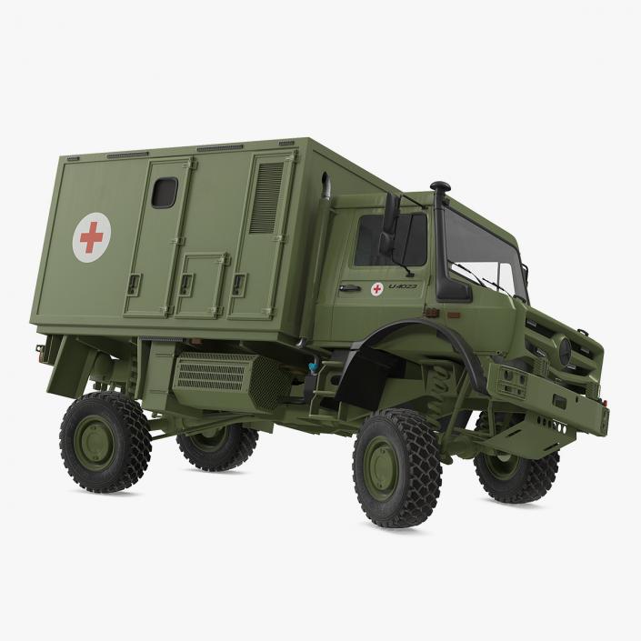 3D model Mercedes Unimog 4023 Ambulance Vehicle Rigged