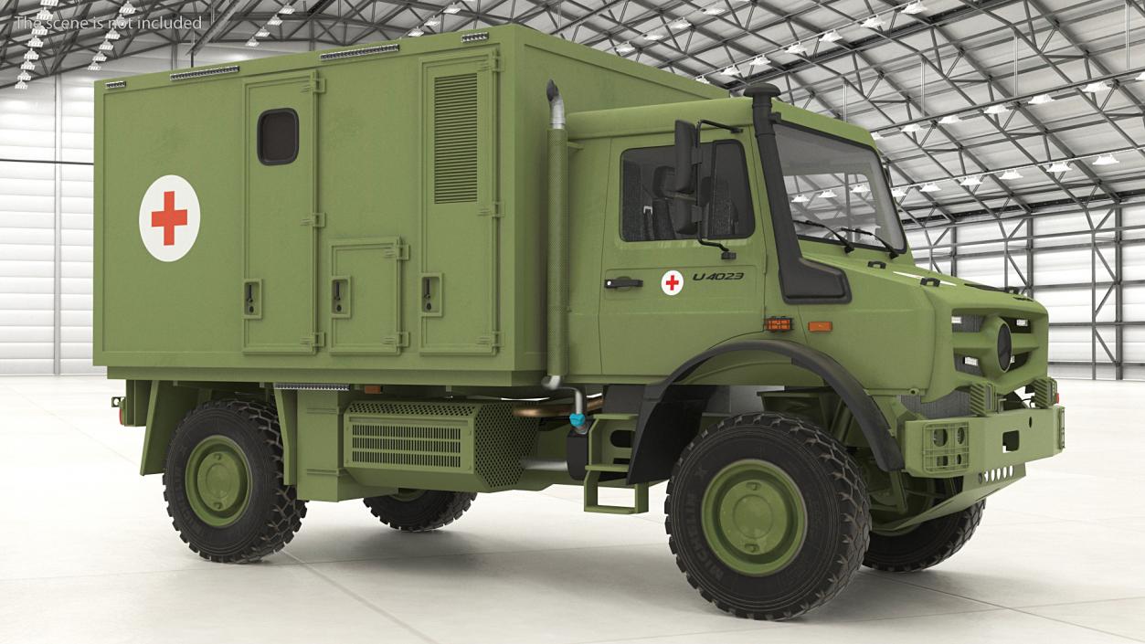 3D model Mercedes Unimog 4023 Ambulance Vehicle Rigged