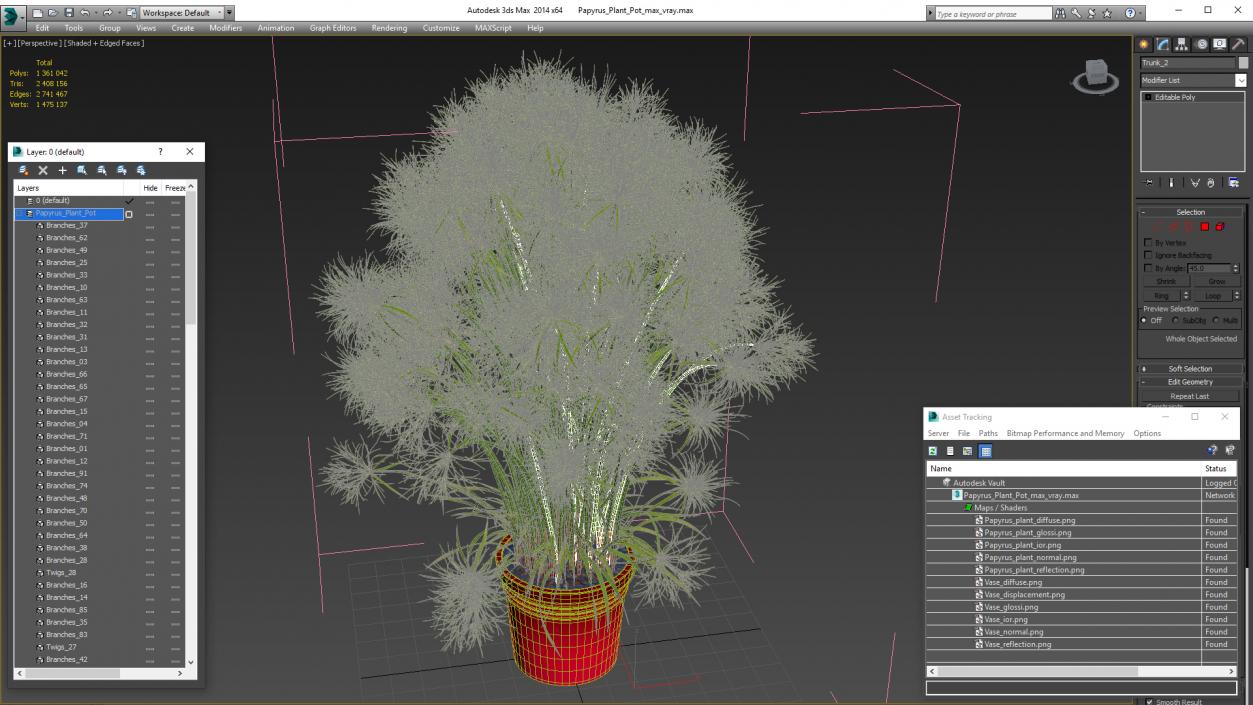 Papyrus Plant Pot 3D