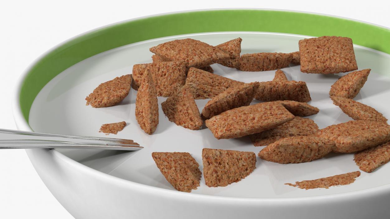 3D model Chocolate Cereal Pillows Falling in Bowl with Milk