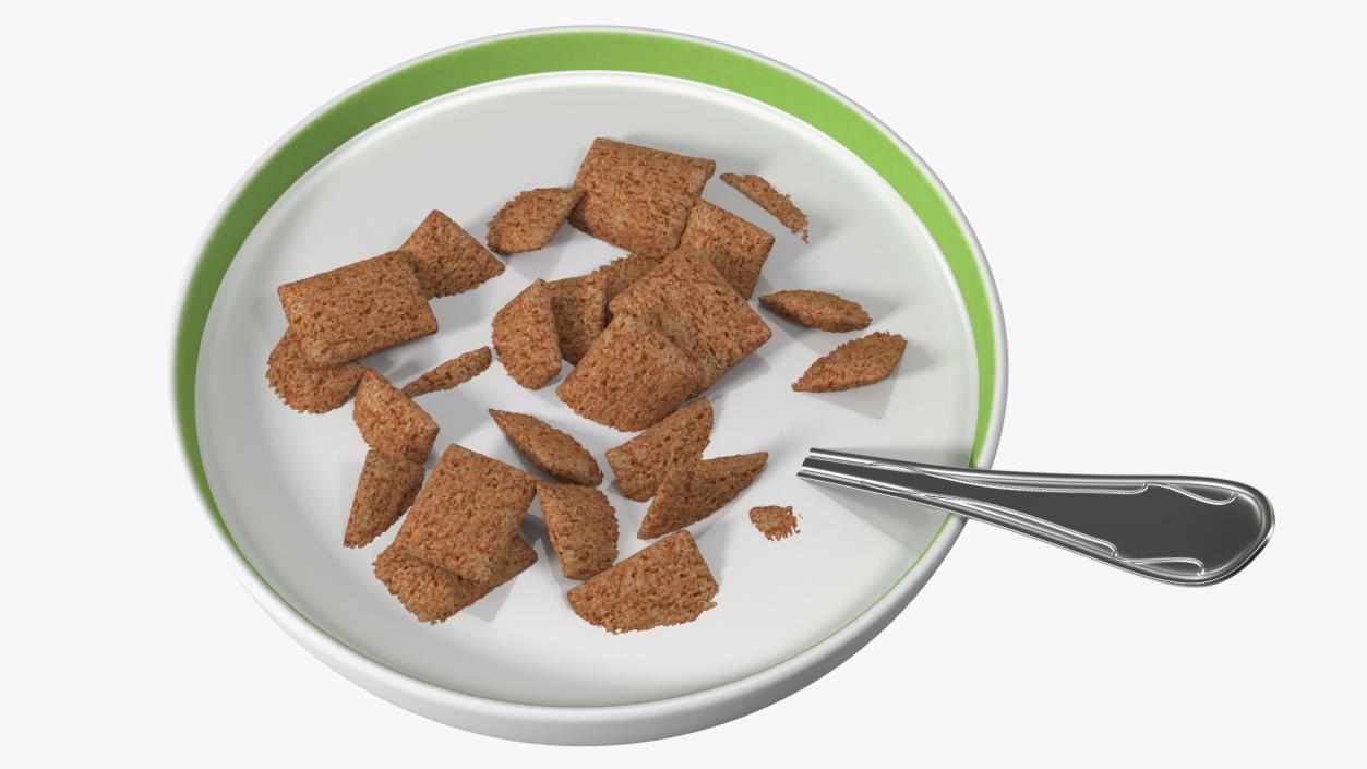 3D model Chocolate Cereal Pillows Falling in Bowl with Milk