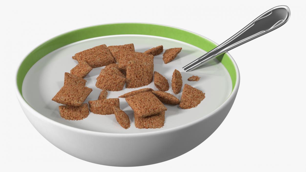 3D model Chocolate Cereal Pillows Falling in Bowl with Milk