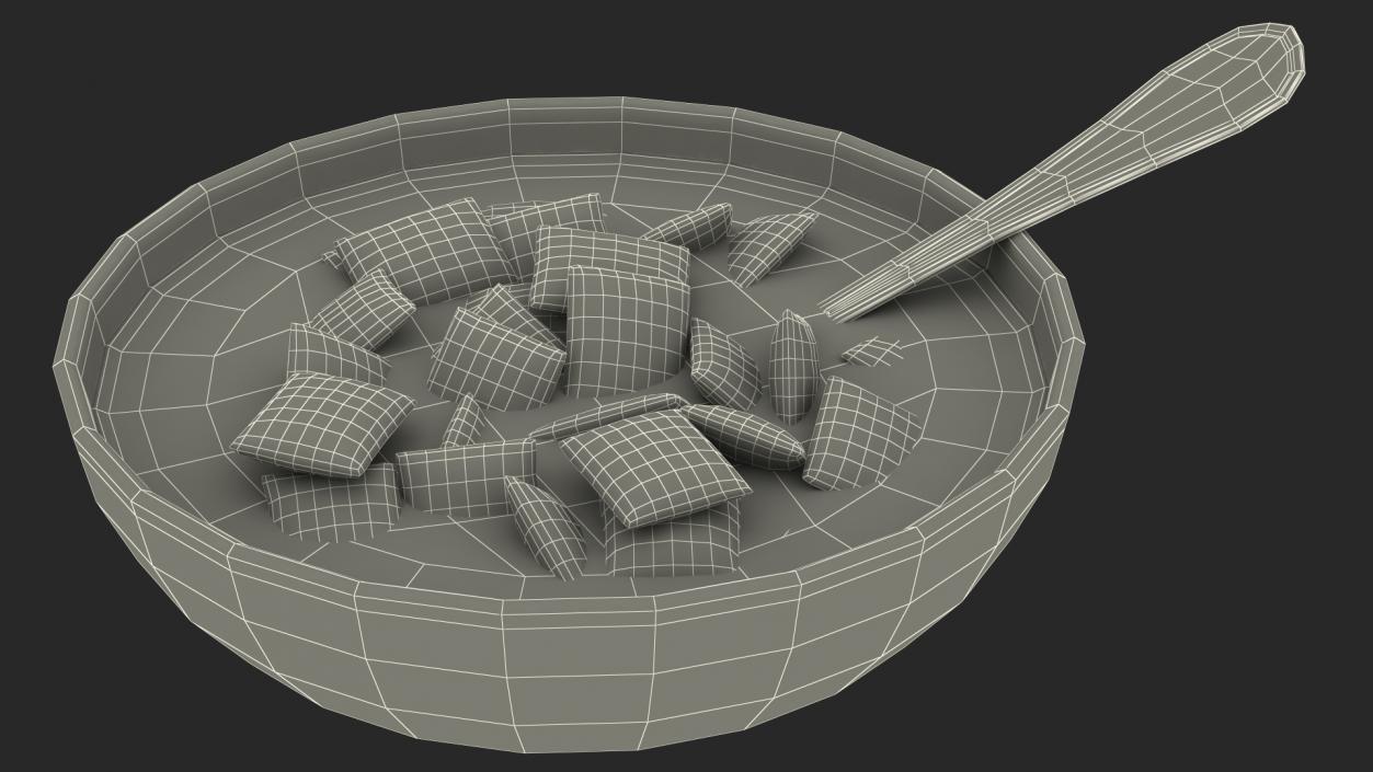 3D model Chocolate Cereal Pillows Falling in Bowl with Milk