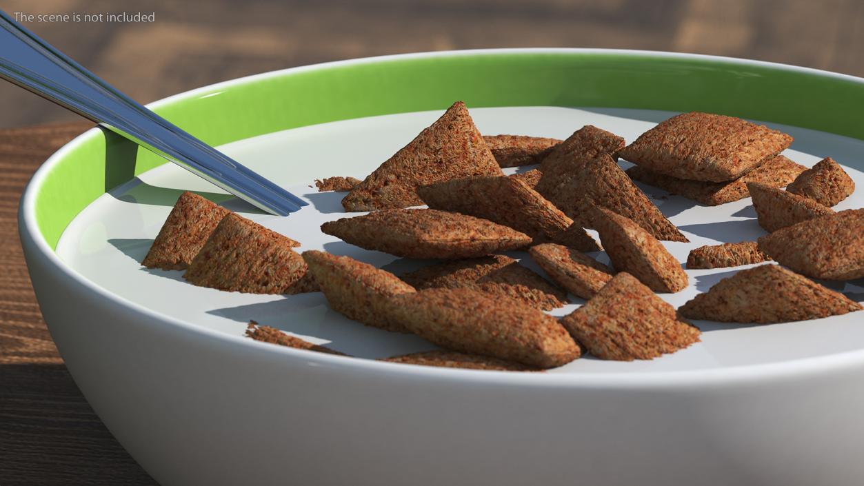 3D model Chocolate Cereal Pillows Falling in Bowl with Milk