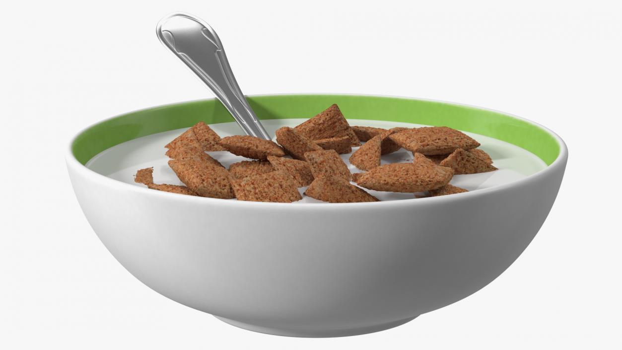 3D model Chocolate Cereal Pillows Falling in Bowl with Milk