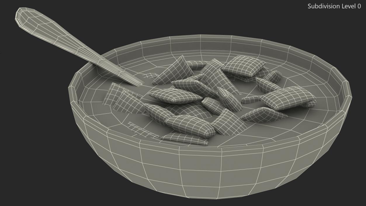 3D model Chocolate Cereal Pillows Falling in Bowl with Milk