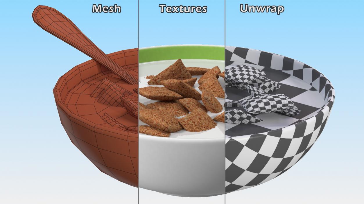 3D model Chocolate Cereal Pillows Falling in Bowl with Milk