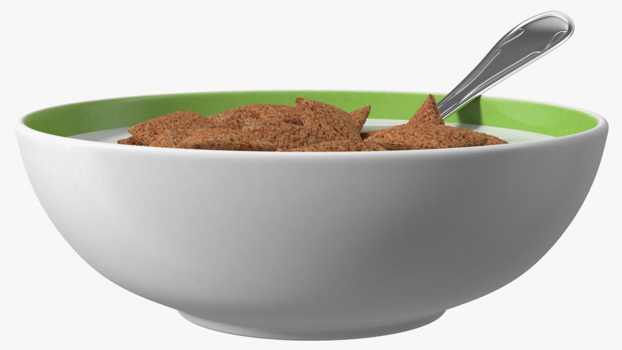 3D model Chocolate Cereal Pillows Falling in Bowl with Milk